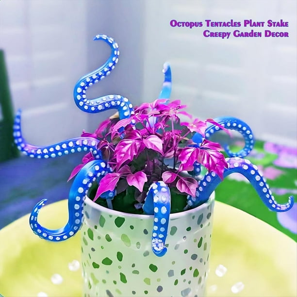 7 Piezas SeaMonster Tentáculos Pulpo Tentáculo Planta Estaca Estacas de Jardín para Decoración de Plantas Estacas de Pulpo Tentáculo A