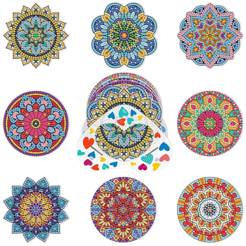 DOTZSO Diamond Painting Coaster with Bracket, Diamond Painting Art Kit,  6-Piece DIY Diamond Art Kit, Adult and Child Cute Animal Coaster and Table