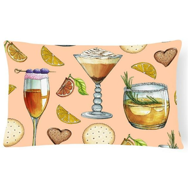 Drinks & Cocktails Peach Canvas Fabric Decorative Pillow