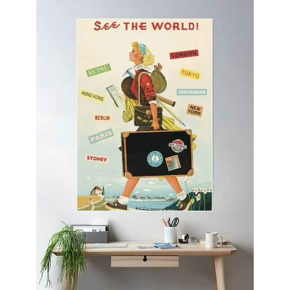Kna Prints - 1 Pc Poster See The World Travel Vintage, UNFRAMED-8x12
