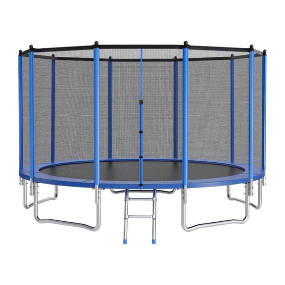 15FT Trampoline with Enclosure Net, Heavy Duty Round Trampoline for Kids & Adults, 470lbs Capacity, Outdoor Backyard Trampoline with Safety Net