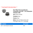 thumbnail image 2 of Rear Wheel Hub Assembly Set - Compatible with 2007 - 2012 Mitsubishi Outlander AWD 2008 2009 2010 2011, 2 of 2