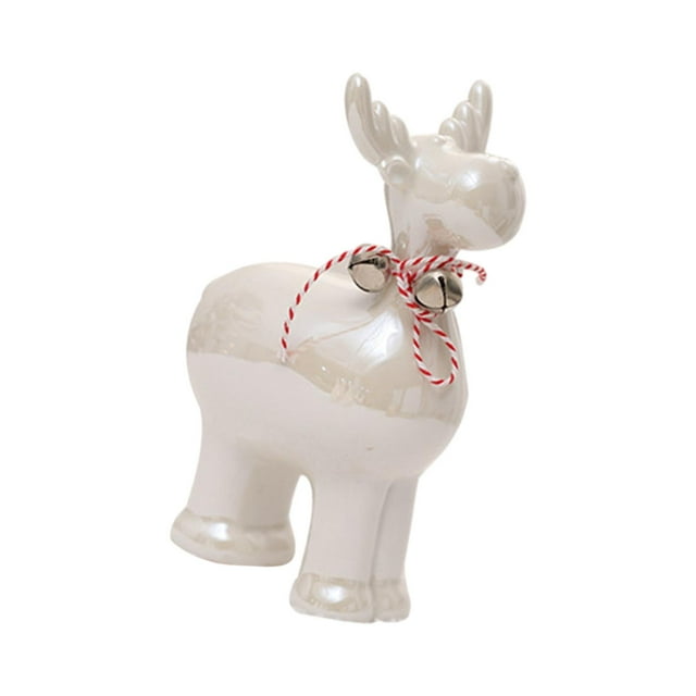 Adorno de mesa navideño en miniatura de reno y alce de cerámica, figura navideña tradicional para festivales y bodas, delicado y versátil 15cmx10cm