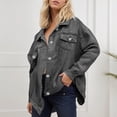 thumbnail image 5 of Towmus Casual Denim Jacket for Women Oversized Button Down Collared Long Sleeve Shirts Lightweight 2025 Fall Jackets, 5 of 9