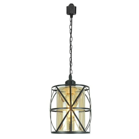 Kiven H Track Pendant Lightning, 1 Light Industrial H Track Lighting Glass Pendant Lights with Glass Shade,E26 Socket(Bulb Not Included)