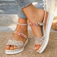 thumbnail image 6 of SCHUHLAND Bohemian Wedge Platform Sandals for Women | Colorful Woven Beach Slippers | Plus Size Slides | High Heel (6CM) Casual Footwear by SCHUHLAND, 6 of 16