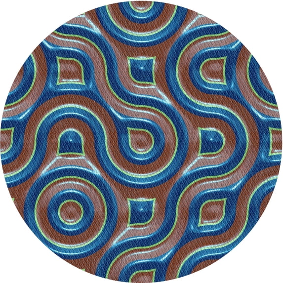 Ahgly Company Machine Washable Indoor Round Transitional Plum Purple Area Rugs, 5' Round