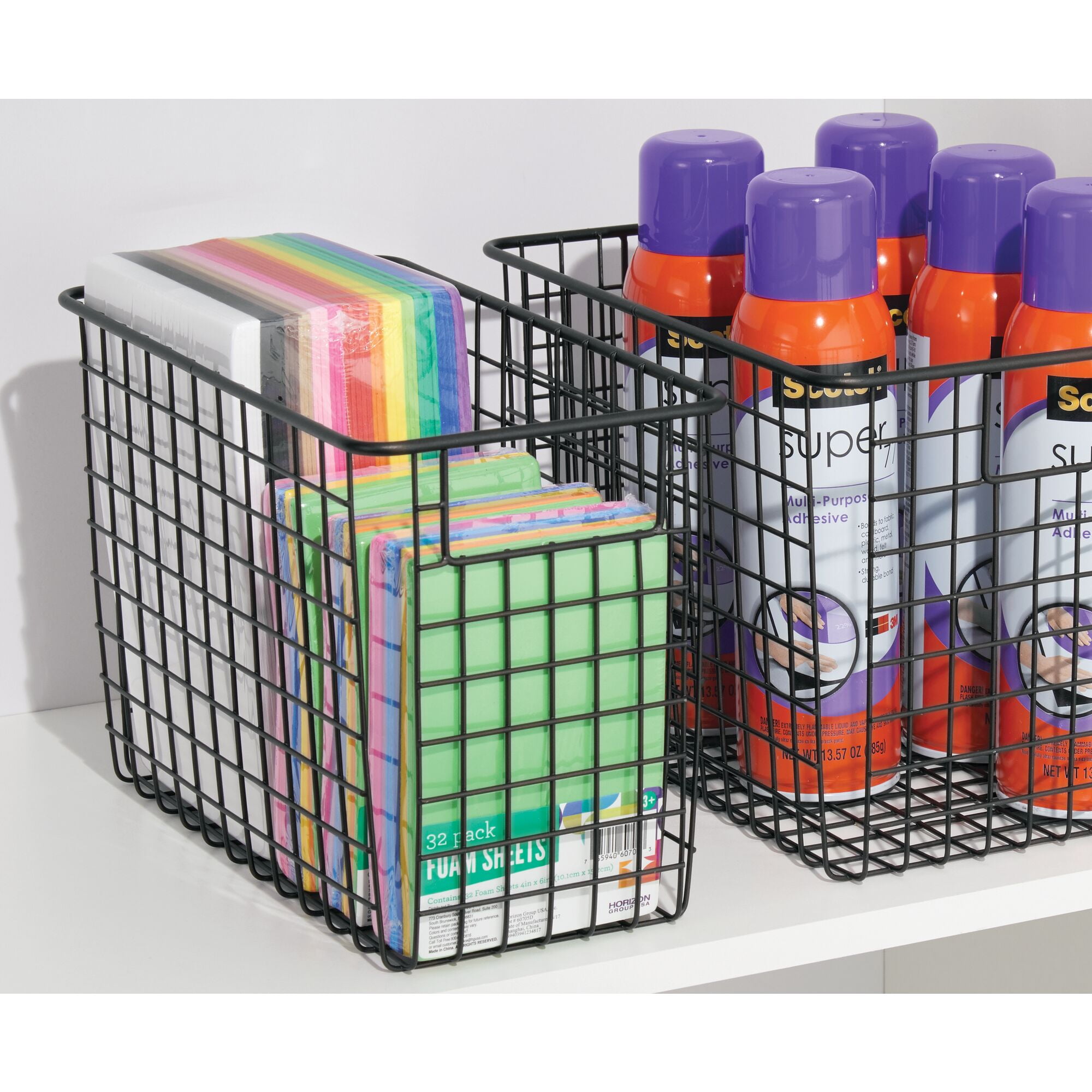 Buy mDesign Metal Wire Storage Basket Bin with Handles for Home Office