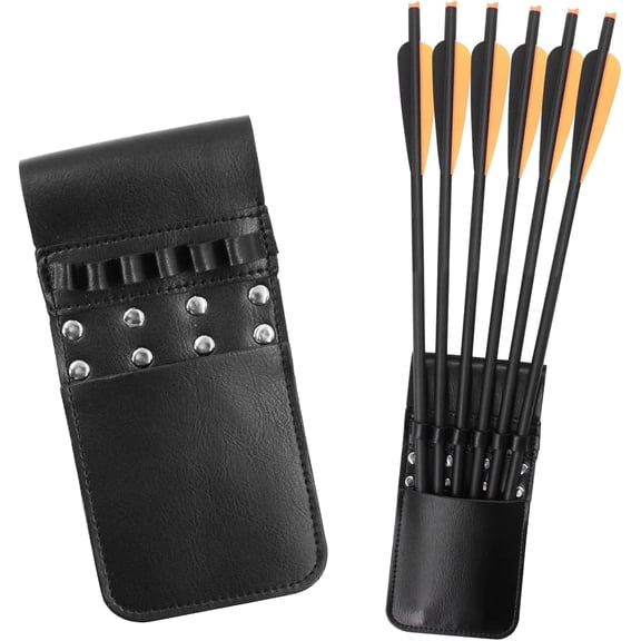 ABCISI Crossbow Arrows Quiver, Leather Archery Crossbow Bolt Holder for Archery Enthusiasts, Target Practice and Competition, Waist Arrow Bag for Easy Carrying, Can Hold 6pcs Arrows