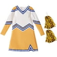 thumbnail image 3 of Cheerleader Outfit for Girls Kids Girls Cheerleading Team Student Role Playing Stage Performance Competition Carnival Party Outfit Set Gold 11 Years-12 Years, 3 of 6