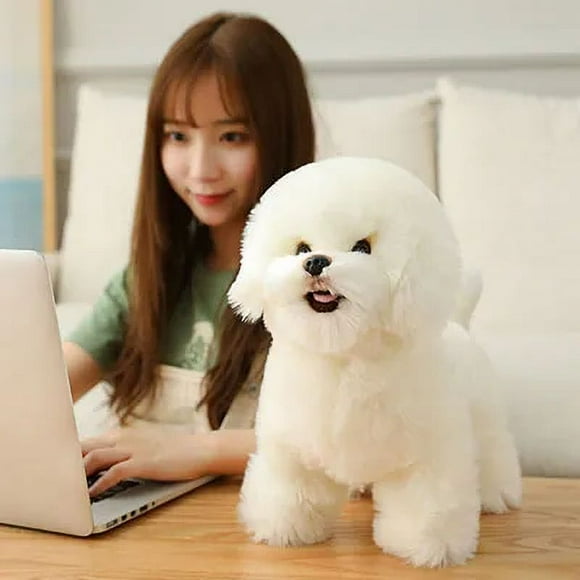 Cute and realistic Bichon Frise plush toy small simulation dog animal plush doll girl home decoration children creative Christmas gift
