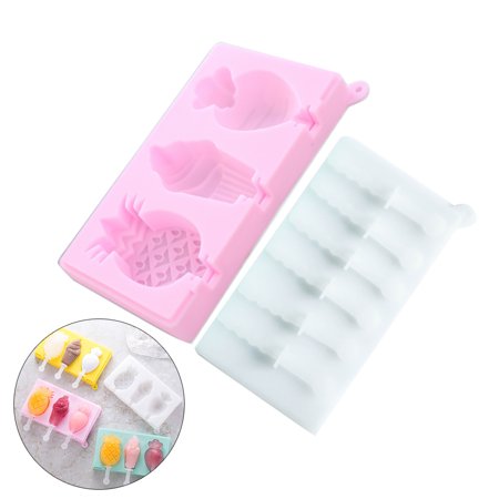 

Food Safe Silicone Ice Cream Molds with Lid 3 Cell Fruit for Frozen Popsicle Lol