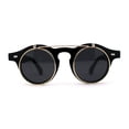 thumbnail image 3 of Super Normcore Cool Hipster Flip Up Keyhole Round Sunglasses Black Gold, 3 of 4