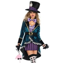 Leg Avenue Women's Delightful Mad Hatter Halloween Costume, Purple/Green, Small
