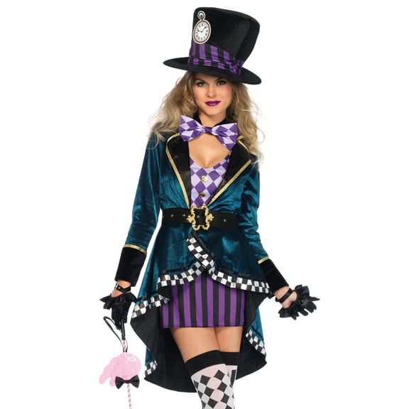 Leg Avenue Women's Delightful Mad Hatter Halloween Costume, Purple/Green, Medium