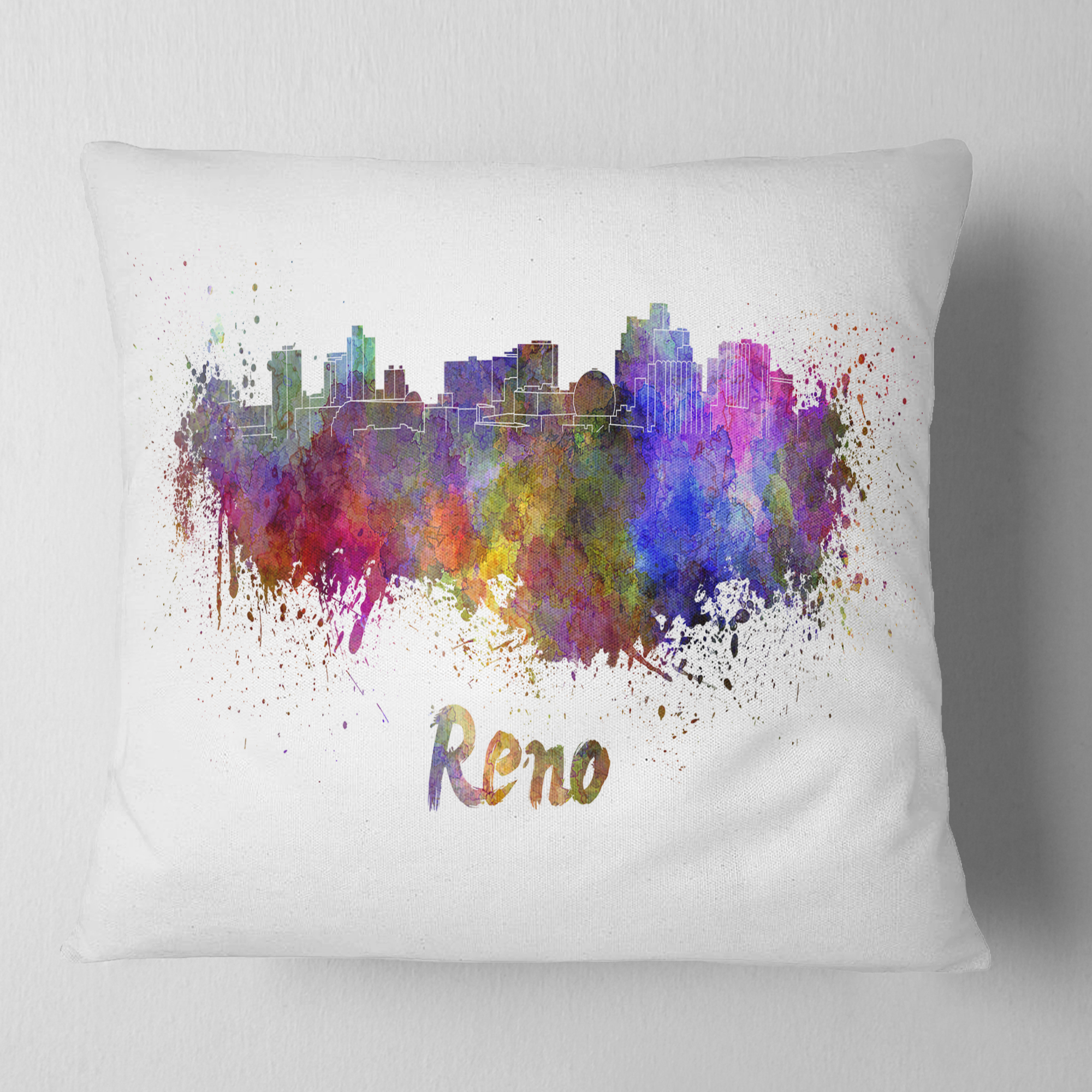 Designart Reno Skyline - Cityscape Throw Pillow - 16x16