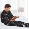 thumbnail image 5 of KLL Star Gazing Cat Illustration Sleepwear Mens Flannel Pajamas,Long Cotton Pj Set, 5 of 7