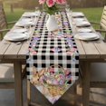 thumbnail image 6 of Easter Bunny Table Runner Linen Burlap Table Runner 72 Inches Long Spring Easter Eggs Floral Black White Check Dresser Scarves for Kitchen Island Coffee Dining Party Wedding Holiday Decor 14"x72", 6 of 8