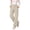Khaki, variant on Women Pants Cable Knit Fleece Lined Stirrup Hem High Waist Elastic Waistband Solid Colors for Fall Winter Home and Everyday Wear