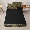 thumbnail image 4 of jejeloiu Spooky Skull Zipper Full Size Comforter Sets with Fitted Sheet and 2 Pillowcases,Damask Pattern Zipper Bedding Set For Adults,Gold Black,Black Reversible,4 Pieces, 4 of 7
