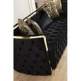 thumbnail image 4 of Pemberly Row Button Tufted Sofa Finished w/ Velvet Fabric & Gold Accent - Black, 4 of 6