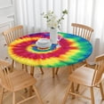 thumbnail image 3 of Colorful Rainbow Tie Dye Spiral Pattern Round Fitted Tablecloth with Elastic Edge,Dining Table Cover Waterproof,Outdoor Round Tablecloth for Camping,Dining,Indoor and Outdoor, 3 of 7