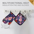 thumbnail image 4 of Yayeee Oven Mitts and Pot Holder Set of 4 Heat Resistant Kitchen Gloves Baking Hot Pad, Beautiful Floral Pattern, 4 of 5