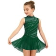 thumbnail image 2 of LiiYii Girls Latin Jazz Lyrical Dance Dress Ballroom Dancewear Ballerina Outfits High-Low Hem Tutu Skirt Dark Green 12, 2 of 7