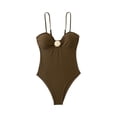 thumbnail image 2 of Womens Swimsuits, One Piece Bathing Suit, Women One Piece Swimsuits, Women Spaghetti Straps One Piece Swimsuit Seashell Cct Out Bathing Suit Beach Vacation Outfits Slimming Swimwear, Brown L, 2 of 7