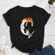 thumbnail image 1 of ICHUANYI Clearance Women's Fashion Casual Loose Print Round Neck T-Shirt(Black, L) ICHUANYI WER2023081014507, 1 of 3