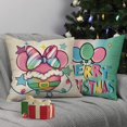 thumbnail image 5 of Merry Christmas Decorative Throw Pillow Covers 18 x 18 Set of 4, Winter Pastel Pink Green Xmas Holly Jolly Balloon Porch Outdoor Home Decor, Funny Holiday Couch Cushion Case, 5 of 6