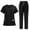 Black, variant on Women Scrubs Set V Neck Short Sleeve Top wtih Pocket Wide Leg Pants Solid Color Scrub Tops Women Summer Work Uniform, Wine S