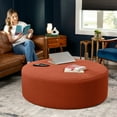 thumbnail image 6 of Jaxx Candler Round Coffee Table Ottoman, Oversized, 44-Inch, Boucle Terra Cotta, 6 of 8