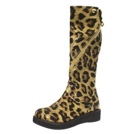- Amiana Women's Tall Boot with Zipper, Gold Leopard, 5 US