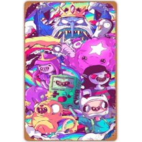 Retro Adventure Time Poster Metal Tin Sign Cartoon Science Fiction Animation Poster Movie Decor Vintage Metal Plaque Wall Decor Gift For Bathroom Farm Bedroom Cafe 12x18 Inch