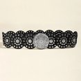 thumbnail image 1 of 1 Pce Ajustée avec Ceinture Grand Rétro Creuse Ronde en Tôle de Fer Style Baroco pour Femmes Argent Noir 2.0 115cm, 1 of 6