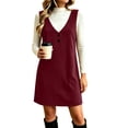 thumbnail image 3 of Liuinsasek Fall Dress for Women Fashion Sleeveless Suede V-Neck Simple and Classic Short Dress with Pockets Daily Casual Warm Outfits, 3 of 9
