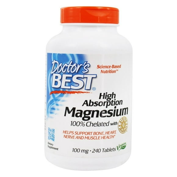 Doctor's Best - Haute Absorption 100 Mg de Magnésium Chélaté. - 240 Comprimés