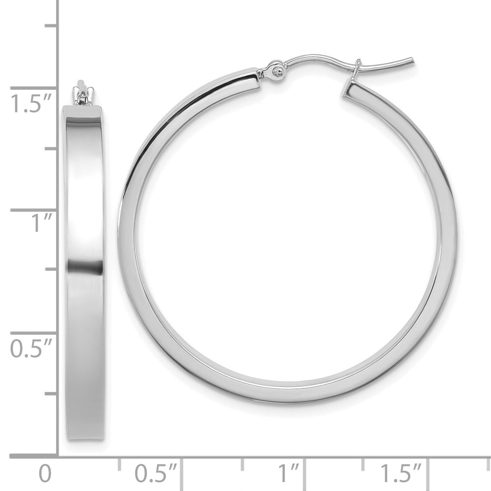 Auriga Fine Jewelry 14K White Gold Polished Hoop Earrings for Women (L-35mm, W-35mm)