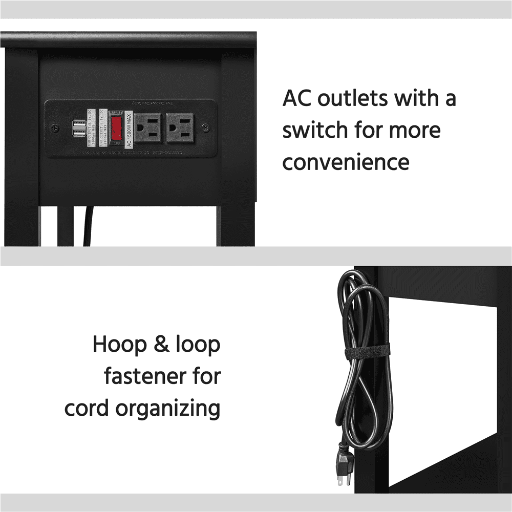 Yaheetech Corner Computer Desk Workstation with Power Outlet Storage Drawer, Black