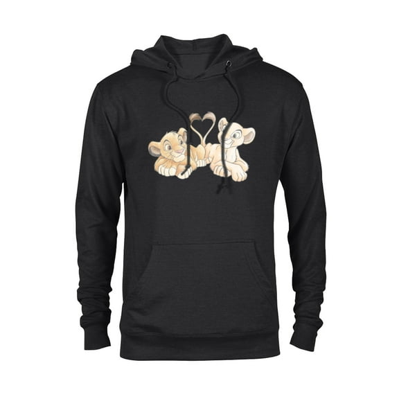 Disney The Lion King Simba and Nala Hearts Valentine’s Day - Pullover Hoodie for Adults – Customized-Black
