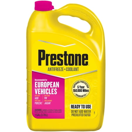 Prestone European Vehicles (Pink) Antifreeze+Coolant -1 gal-Ready to Use Antifreeze