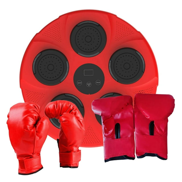 koolsoo Machine de Boxe Électronique Équipement d'Entraînement de Boxe pour Réaction de Concentration Sanda Rouge et Gants pour Enfant