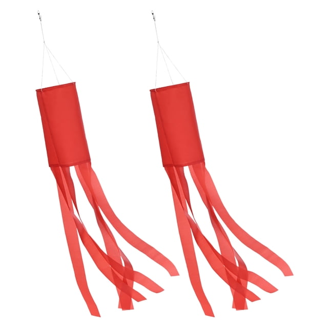 2Pack 100cm Calcetín de Viento Bandera Calcetines de Viento Coloridos Decoración Colgante para Jardín Rojo