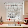 thumbnail image 2 of Christmas Chicken Valances for Windows, 42 x 18in, In The Farm Wooden Stripes Farmhouses Rod Pocket Kitchen Valance Curtain Light Filtering Window Treatments for Living Room Bedroom, 1 Panel, 2 of 7