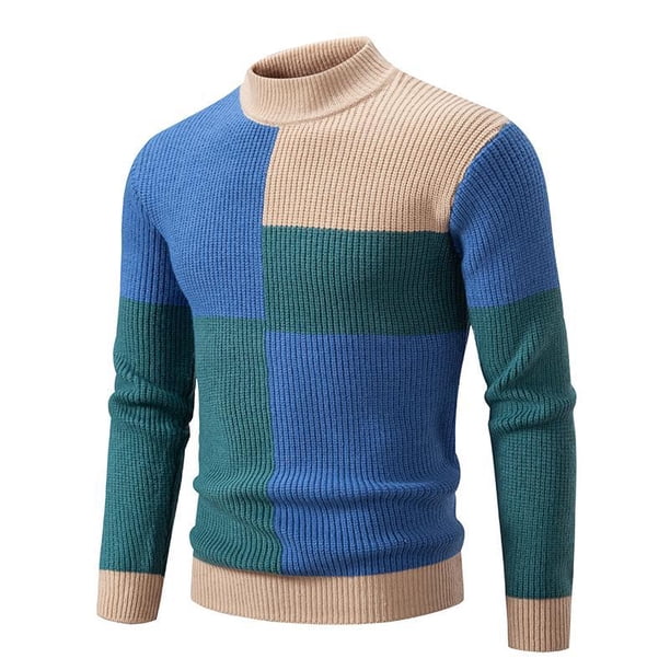 Suéter de otoño para hombre, moda de color a juego, estilo coreano, camisa de punto, estilo versátil