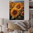 thumbnail image 2 of Designart "Sunshine Blooms Yellow and Green Sunflowers II" Floral & Botanical Print on Natural Pine Wood, 2 of 5