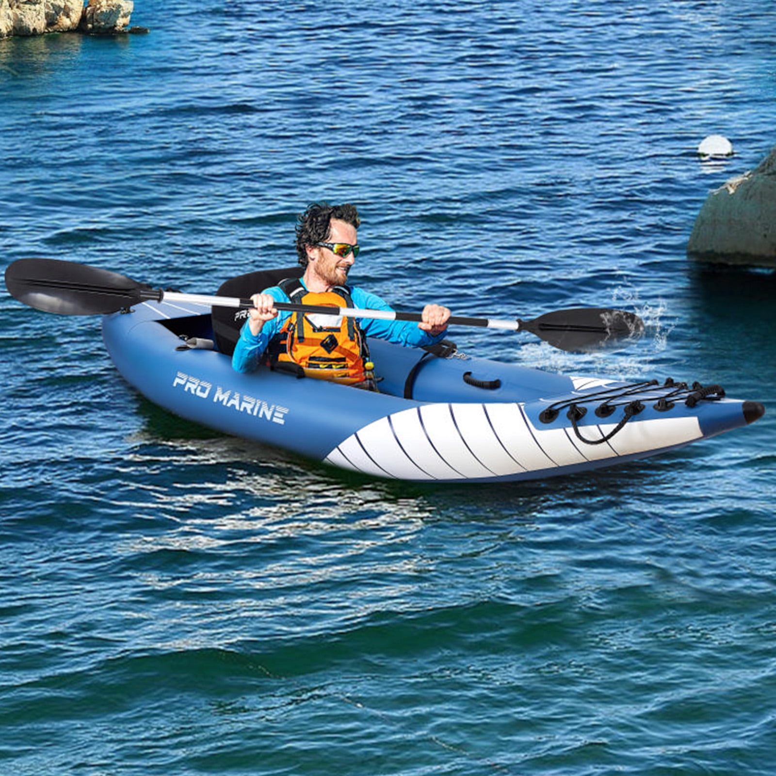 PROMARINE Inflatable Kayak 1 Person, Deluxe Oar Included, High-Output Pump Blow up Kayak Boat, with Adjustable Seat with Backrest, Lightweight and Portable Paddles and Bag