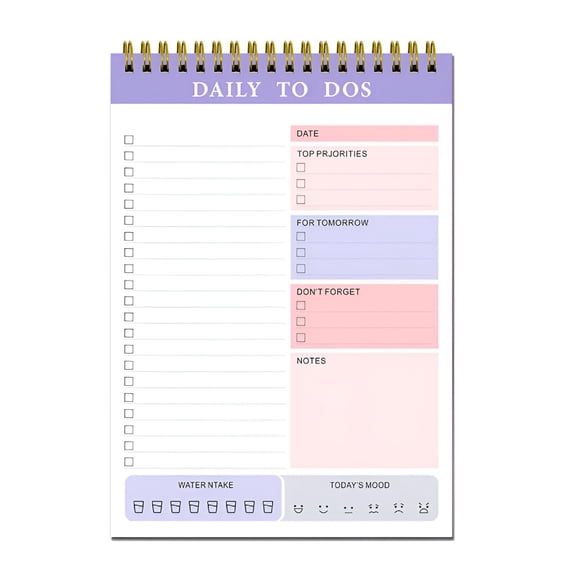 CCOCC To Do List Notepad,Ruled Perforated Memo Pad for Note Taking List,Purple,60 Sheet