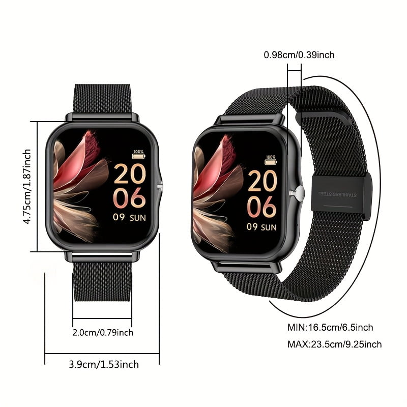 Smartwatch for Men and Women with Stainless Steel Mesh Band, Multiple Sports Modes, Compatible with iPhone and Android Systems, the Perfect Gift Choice